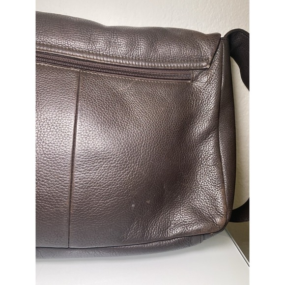 The Sak Crossbody Bag Brown Leather Satchel Flap Inside Pockets Divider Used - Picture 4 of 16